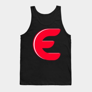 E - Letter A to Z Text Collection Red Colour Tank Top